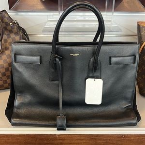 YSL Saint Lauren black large sac de jour carryall with lock and keys